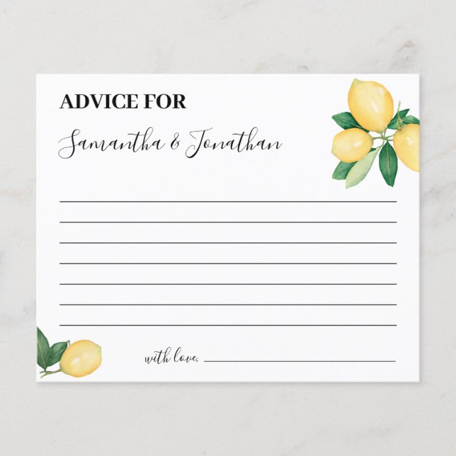 Lemons Advice for Couple Bridal Shower card Flyer (Front)