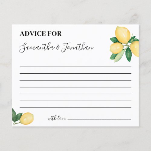 Lemons Advice for Couple Bridal Shower card Flyer