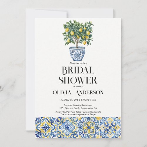 Lemons Amalfi Positano Italian Bridal Shower Invitation