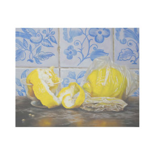 Lemons and Azulejos — Classic Blue & Yellow Still Gallery Wrap