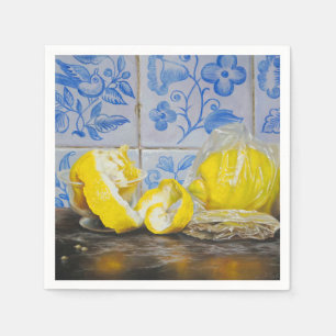 Lemons and Azulejos — Classic Blue & Yellow Still Napkins