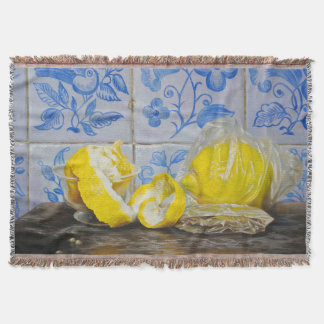 Lemons and Azulejos — Classic Blue & Yellow Still Throw Blanket