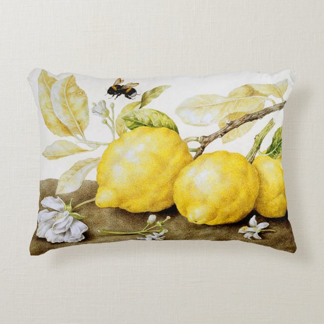 Lemons and Bee Accent Pillow (Front)