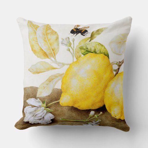 Lemons and Bee Throw Pillow