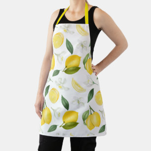 Lemons and blooms floral fruit yellow pattern apron