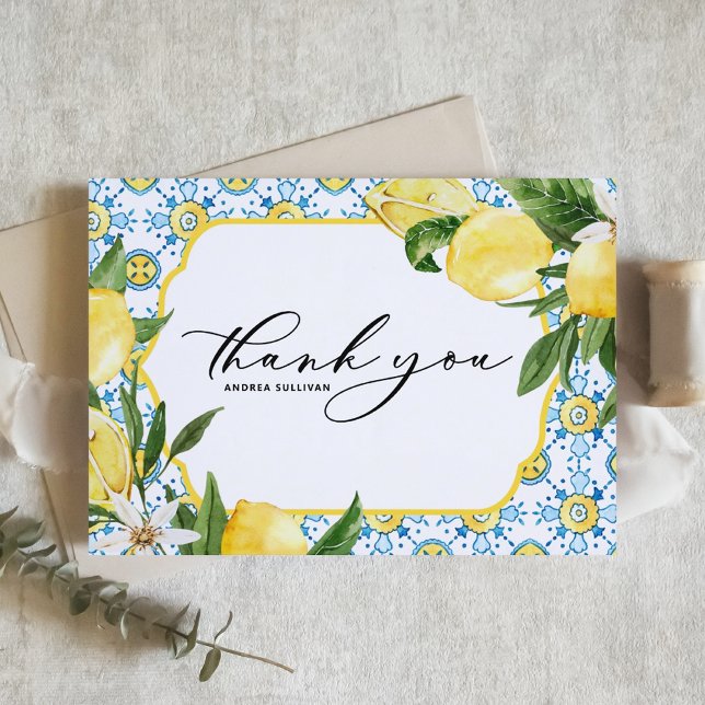 Lemons and Blossoms Mediterranean Graduation Thank You Card (Creator Uploaded)