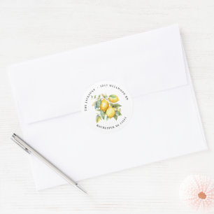 Lemons and Branch Return Address  Classic Round Sticker