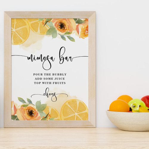 Lemons and Floral Mimosa  Bar Bridal Shower Poster