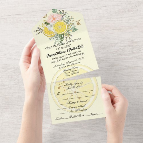 Lemons and Flowers  All In One Invitation