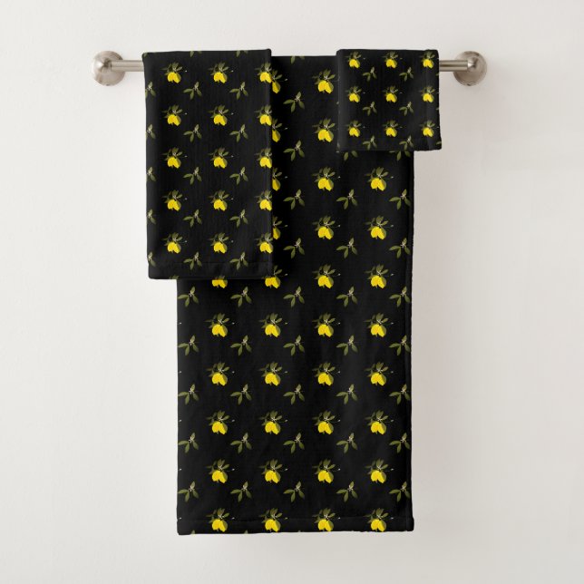 Lemons and flowers bath towel set (Insitu)