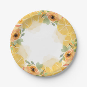 Lemons and Flowers Bridal Shower Paper Plates