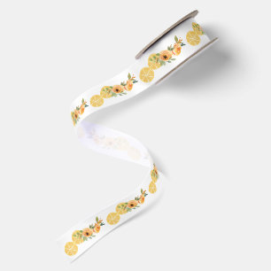 Lemons and Flowers Bridal Shower Satin Ribbon