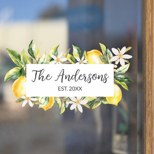 Lemons and Flowers Floral Botanical Elegant Frame Window Cling