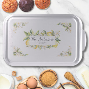 Lemons and Flowers Floral Botanical Family Name Cake Pan