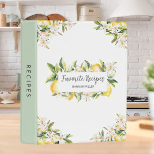 Lemons and Flowers Floral Botanical Modern Recipe Mini Binder