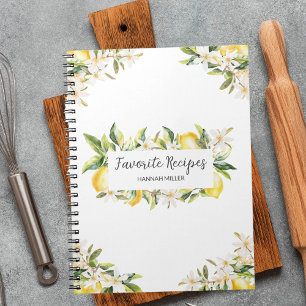 Lemons and Flowers Floral Botanical Recipe Notebook