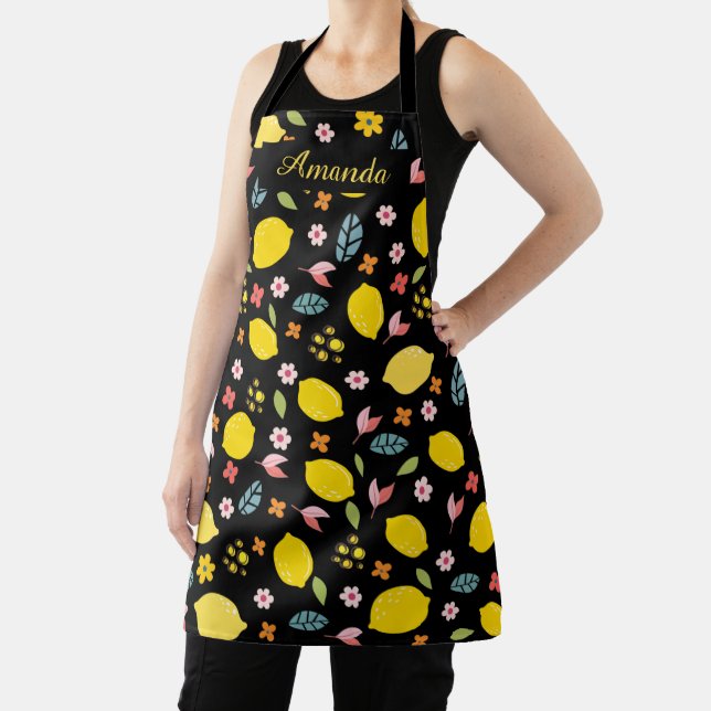 Lemons And Flowers, personalized name Apron (Insitu)