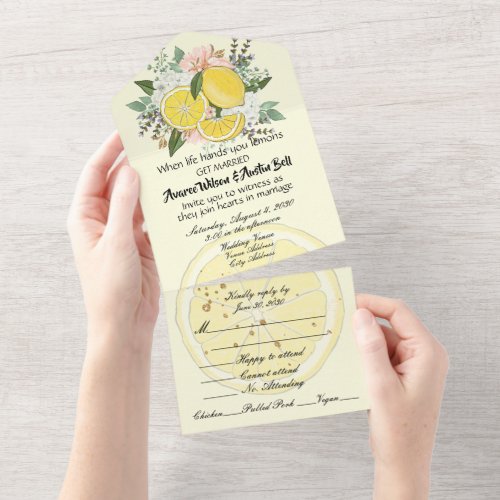 Lemons and Flowers Version 2 All In One Invitation