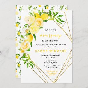 Lemons and Flowers with Foliage Baby Shower Invitation