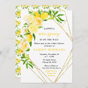 Lemons and Flowers with Foliage Baby Shower Invitation