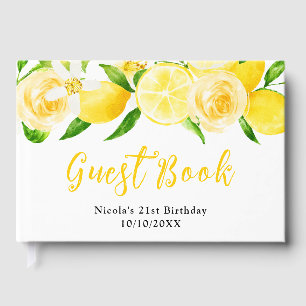 Lemons and Flowers with Foliage Birthday Guest Book