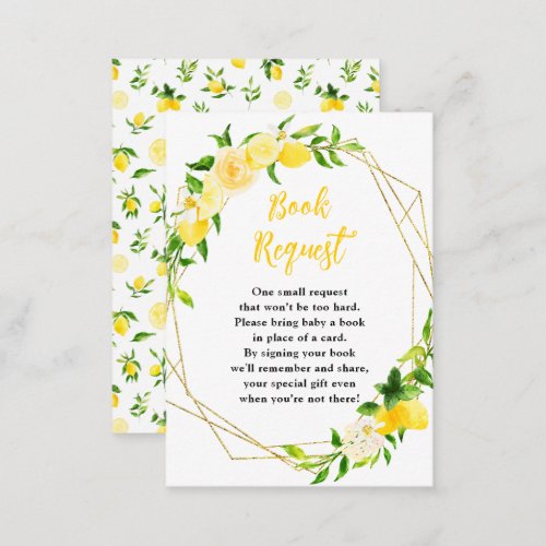Lemons and Foliage Baby Shower Book Request Enclosure Card