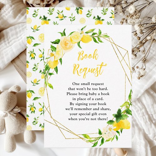 Lemons and Foliage Baby Shower Book Request Enclosure Card