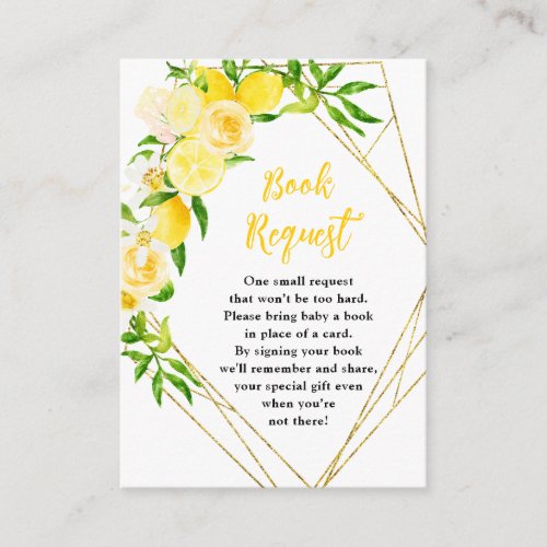 Lemons and Foliage Baby Shower Book Request