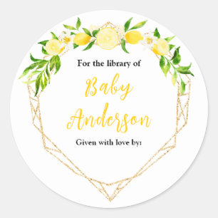 Lemons and Foliage Baby Shower Bookplate