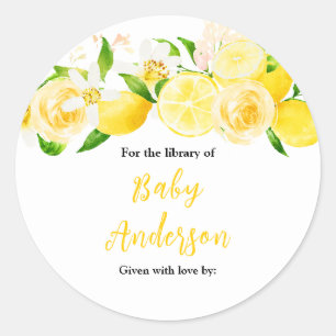 Lemons and Foliage Baby Shower Bookplate