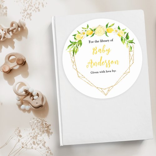 Lemons and Foliage Baby Shower Bookplate