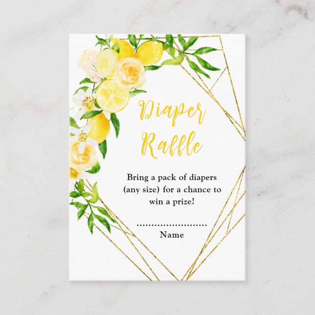 Lemons and Foliage Baby Shower Diaper Raffle Enclosure Card (Front)