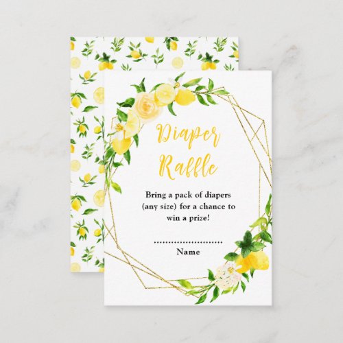 Lemons and Foliage Baby Shower Diaper Raffle Enclosure Card