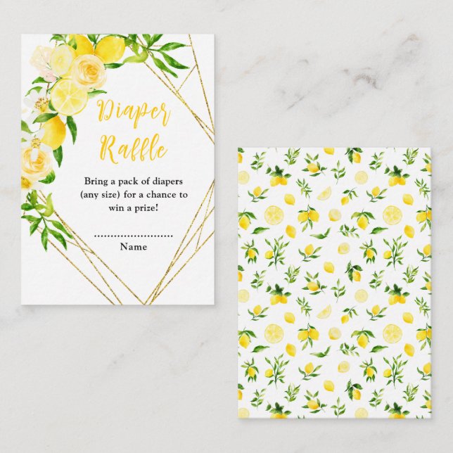 Lemons and Foliage Baby Shower Diaper Raffle Enclosure Card (Front/Back)