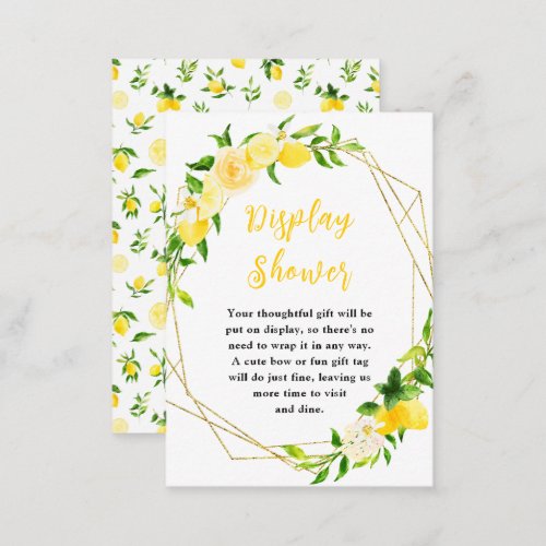Lemons and Foliage Baby Shower Display Shower Enclosure Card