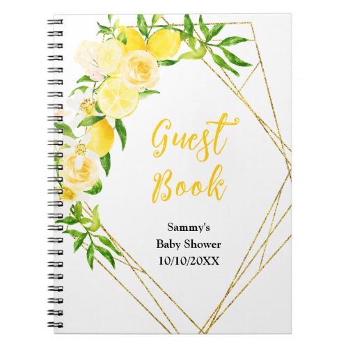 Lemons and Foliage Baby Shower Guest Book