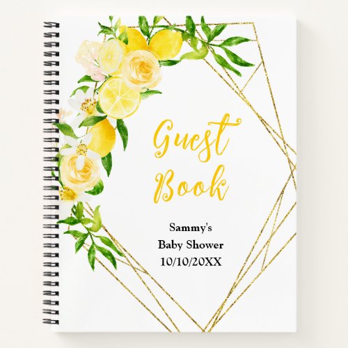 Lemons and Foliage Baby Shower Guest Book