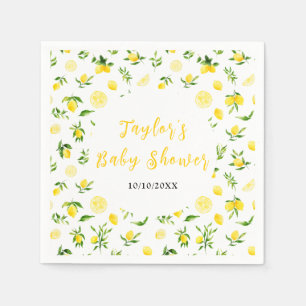 Lemons and Foliage Baby Shower Napkins