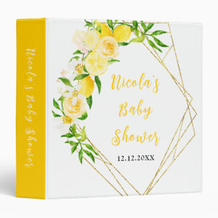 Lemons and Foliage Baby Shower Photo Album 3 Ring Binder