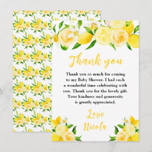 Lemons and Foliage Baby Shower Thank You Card