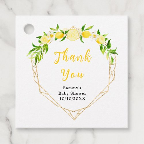 Lemons and Foliage Baby Shower Thank You Favor Tags
