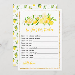 Lemons and Foliage Baby Shower Wishes For Baby Invitation