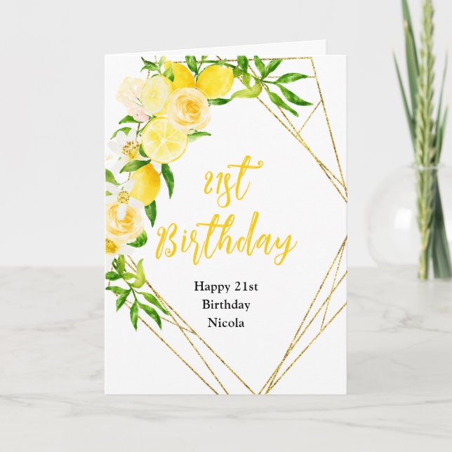 Lemons and Foliage Birthday Card (Front)
