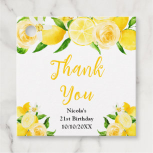 Lemons and Foliage Birthday Thank You Favor Tags