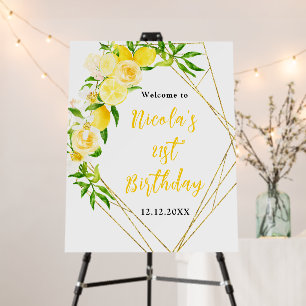 Lemons and Foliage Birthday Welcome Foam Board