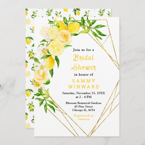 Lemons and Foliage Bridal Shower Invitation