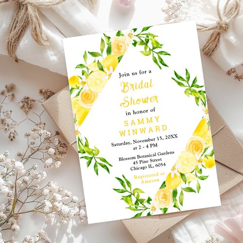 Lemons and Foliage Bridal Shower Invitation