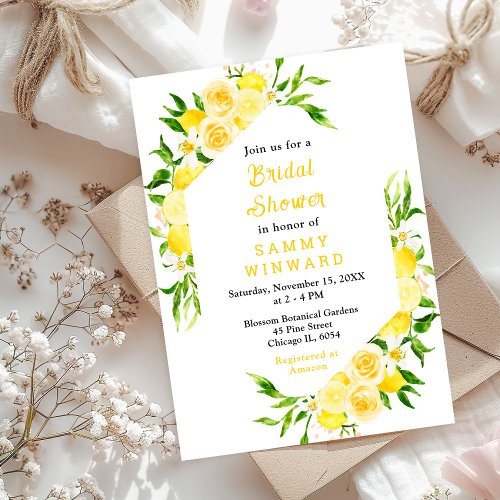 Lemons and Foliage Bridal Shower Invitation