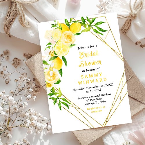 Lemons and Foliage Bridal Shower Invitation