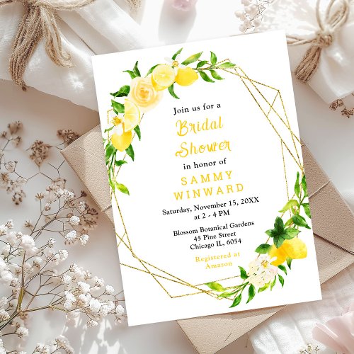 Lemons and Foliage Bridal Shower Invitation